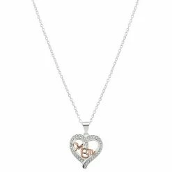 Brilliance Two Tone "Mom" Preciosa Crystal Heart Necklace