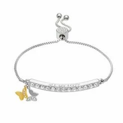 Brilliance Two Tone Fine Silver Plated Crystal "ALL MY LOVE" Bar Bracelet