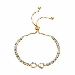 Brilliance Gold Tone Crystal Accent Infinity Adjustable Bracelet