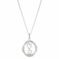Brilliance Crystal Infinity Hearts Round Pendant Necklace