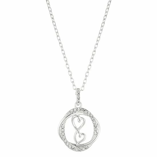 Brilliance Crystal Infinity Hearts Round Pendant Necklace 3 Brilliance Crystal Infinity Hearts Round Pendant Necklace