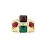 Brilliance Gold Tone Multicolor Crystal Cocktail Ring