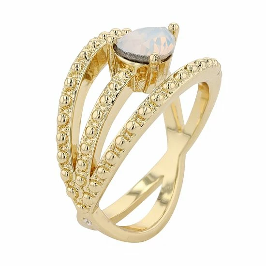 Brilliance Simulated White Opal Crystal East West Teardrop Ring 4 Brilliance Simulated White Opal Crystal East West Teardrop Ring - Image 2