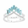Brilliance Aqua Crystal & Silver Tone Chevron Baguette Ring -Brilliance Shop unnamed file 1073