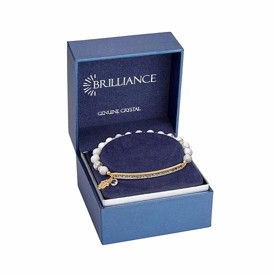 Brilliance Crystal Hamsa Charm & Howlite Beaded Stretch Bracelet 4 Brilliance Crystal Hamsa Charm & Howlite Beaded Stretch Bracelet - Image 2