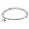 Brilliance Crystal Cross Charm Beaded Stretch Bracelet