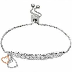 Brilliance Silver Plated "Mother Daughter" Double Heart Charm Bracelet Two Tone Silver Rose -Brilliance Shop unnamed file 112