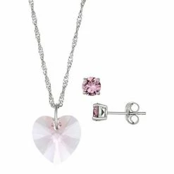 Brilliance Fine Silver-Plated Crystal Heart Pendant & Stud Earring Set Silver Tone Red -Brilliance Shop unnamed file 1120