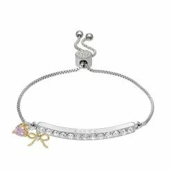 Brilliance Two Tone "LOVE" Crystal Adjustable Bar Bracelet