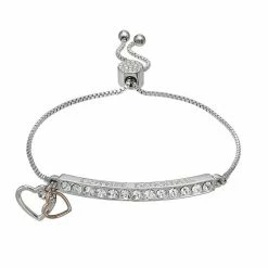 Brilliance Silver Plated "Mother Daughter" Double Heart Charm Bracelet Two Tone Silver Rose -Brilliance Shop unnamed file 113