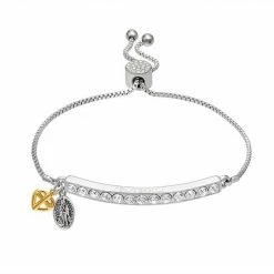 Brilliance Two Tone "Protegida" Crystal Adjustable Bracelet