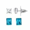 Brilliance Silver Tone Aqua & Clear Crystal Cushion Stud Earring Duo Set -Brilliance Shop unnamed file 1159