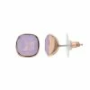 Brilliance Rose Gold Tone Simulated Rosewater Opal Cushion Stud Earrings