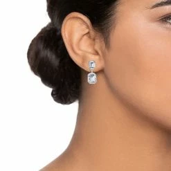 Brilliance Silver Tone Double Cushion Crystal Drop Earrings -Brilliance Shop unnamed file 1167