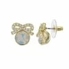 Brilliance Gold Tone Simulated White Opal Bow Stud Earrings -Brilliance Shop unnamed file 1173
