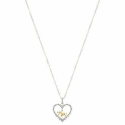 Brilliance Brass And 14K Gold Plated "Mom" Open Heart Pendant Necklace