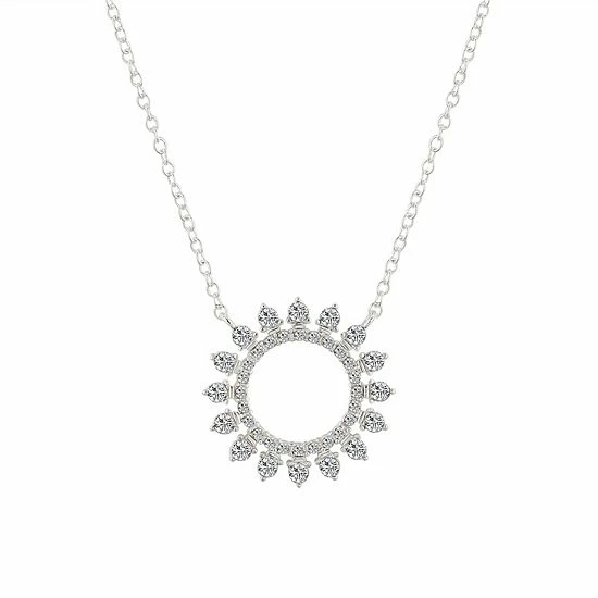 Brilliance Fine Silver Plated Crystal Open Sun Pendant Necklace 4 Brilliance Fine Silver Plated Crystal Open Sun Pendant Necklace - Image 2