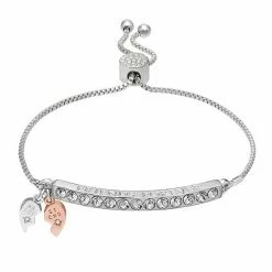 Brilliance Two-Tone "Friends Forever" Crystal Bar Bracelet Two Tone Rose Clear -Brilliance Shop unnamed file 119