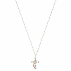 Brilliance Brass And 14K Gold Plated Cross Pendant Necklace
