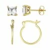 Brilliance Sterling Silver Crystal Square & Hoop Earring Set Silver Tone Clear -Brilliance Shop unnamed file 1216
