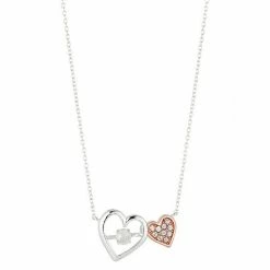 Brilliance Two Tone Dancing Crystal Double Heart Necklace