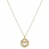 Brilliance Gold Tone "Mom" Crystal Accent Open Heart & Circle Pendant Necklace