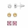 Brilliance Silver Tone Multi-Color Crystal Stud Earring Set
