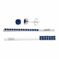 Brilliance Crystal Hair Pin & Stud Earring Set Silver Tone Blue -Brilliance Shop unnamed file 1260