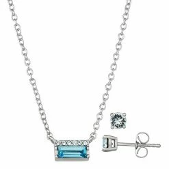 Brilliance Baguette Cut Crystal Pendant Necklace & Stud Earring Set Silver -Brilliance Shop unnamed file 1277