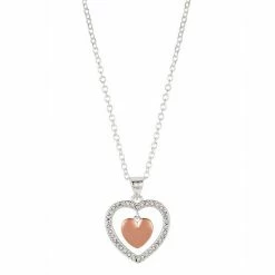 Brilliance Two Tone Crystal Heart Pendant Necklace