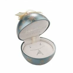 Brilliance Crystal Initial Pendant & Stud Earring Set In Ornament Gift Box Silver Tone W