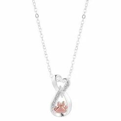 Brilliance Two-Tone Crystal Infinity Heart & Paw Print Necklace