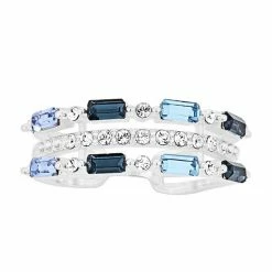Brilliance Crystal Baguette Triple Row Ring Silver Tone Blue Multi -Brilliance Shop unnamed file 142