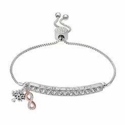 Brilliance Crystal Infinity Bar Adjustable Bracelet Two Tone Rose Clear