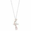 Brilliance Crystal Two-Tone Heart & Cross Pendant Necklace Two Tone