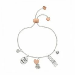 Brilliance Shop 9 Brilliance Sisters "Always And Forever" Heart Crystal Charm Adjustable Bracelet