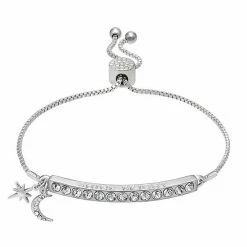 Brilliance Silver Plated "Shine Bright" Charm Bracelet Silver Tone