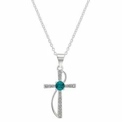 Brilliance Crystal Birthstone Cross Necklace March