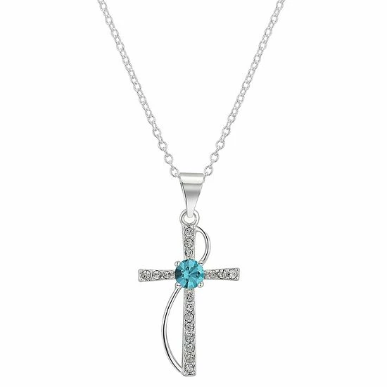 Brilliance Crystal Birthstone Cross Necklace March 9 Brilliance Crystal Birthstone Cross Necklace March - Image 7