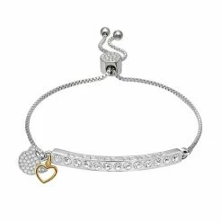 Brilliance Two Tone Crystal "Forever Friends" Adjustable Bracelet