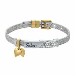 Brilliance Shop 3 Brilliance Two-Tone "Sisters" Bar Bracelet With Crystal Accents