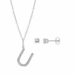 Brilliance Crystal Initial Pendant & Stud Earring Set In Ornament Gift Box Silver Tone W -Brilliance Shop unnamed file 21
