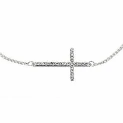 Brilliance Crystal Sideways Cross Bolo Bracelet Silver Tone -Brilliance Shop unnamed file 211