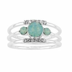 Brilliance Crystal Stack Ring Set Silver Tone Blue -Brilliance Shop unnamed file 231