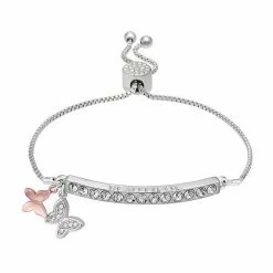 Brilliance Crystal Butterfly Charm Adjustable Bar Bracelet Two Tone Rose Clear -Brilliance Shop unnamed file 237