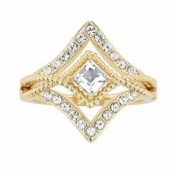 Brilliance Shop 5 Brilliance Square Crystal Chevron Textured Ring