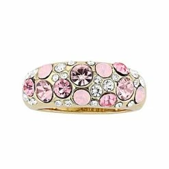 Brilliance Gold Tone Pink Crystal Cluster Ring