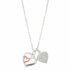 Brilliance Crystal "Friends Forever" Double Heart Charm Necklace Two Tone -Brilliance Shop unnamed file 258