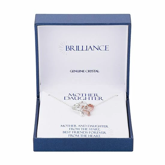 Brilliance Two-Tone Double Heart Necklace With Crystal Accents 5 Brilliance Two-Tone Double Heart Necklace With Crystal Accents - Image 3