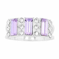 Brilliance Silver Plated Triple Baguette Crystal Ring Silver Tone Purple -Brilliance Shop unnamed file 279